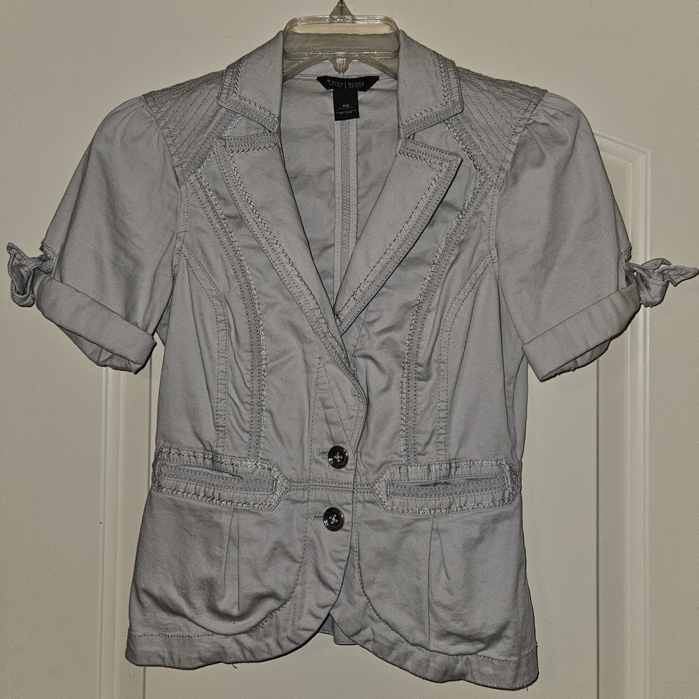 White House Black Market Gray Blazer with Short Sleeves